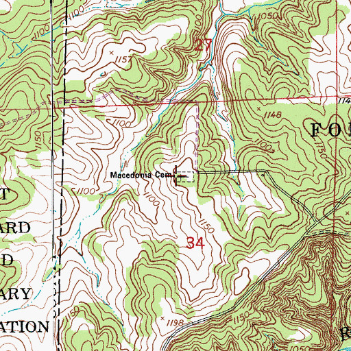 Topographic Map of Macedonia Cemetery, MO