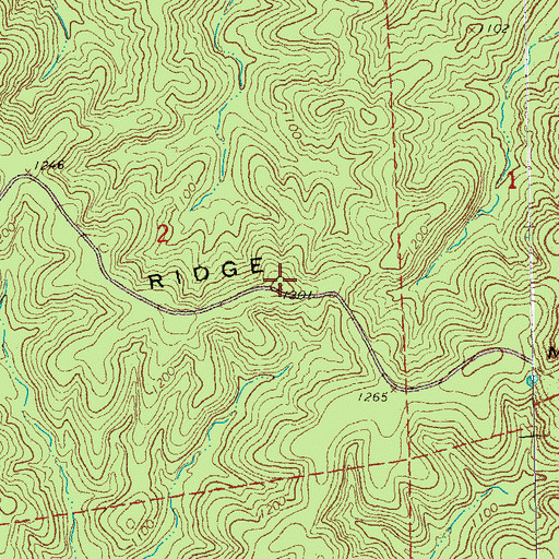 Topographic Map of Mack Ridge, MO