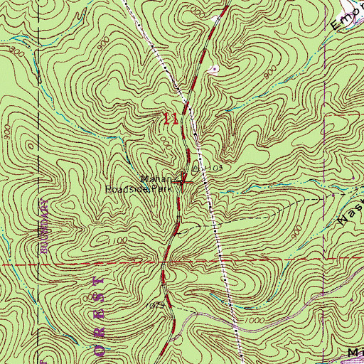 Topographic Map of Mahan Roadside Park, MO