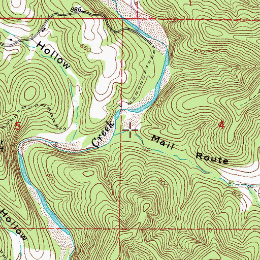 Topographic Map of Mail Route Hollow, MO