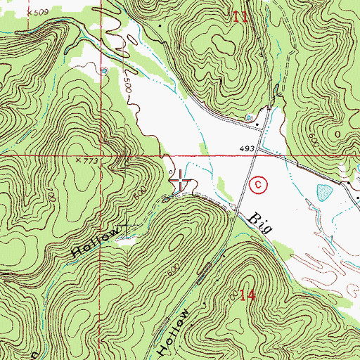 Topographic Map of Malden Hollow, MO