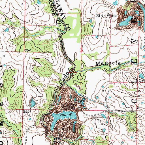 Topographic Map of Manacle Creek, MO