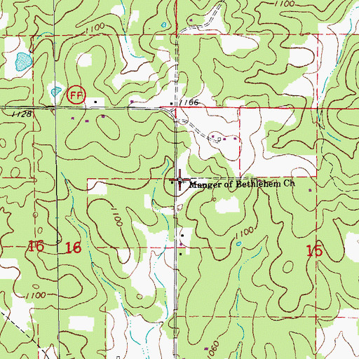 Topographic Map of Manger of Bethlehem Church, MO
