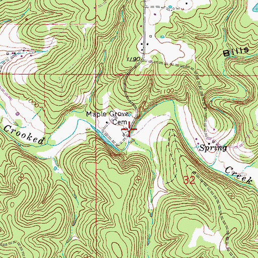 Topographic Map of Maple Grove Cemetery, MO
