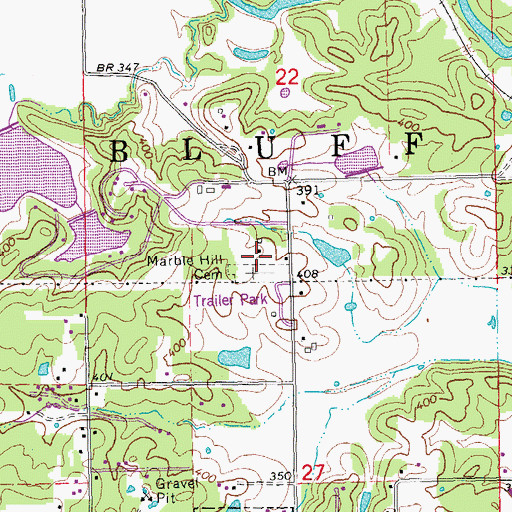 Topographic Map of Marble Hill Cemetery, MO