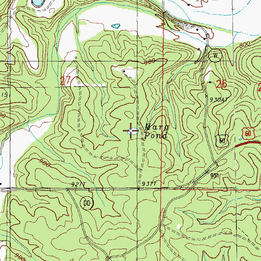 Topographic Map of Marg Pond, MO