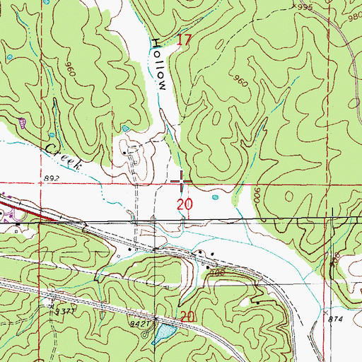 Topographic Map of Marie Hollow, MO