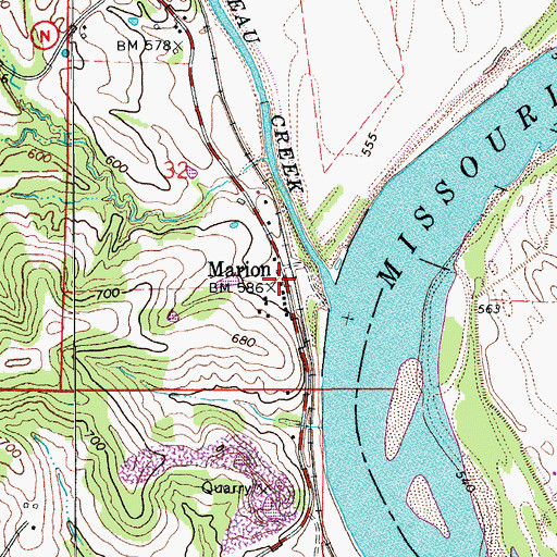 Topographic Map of Marion, MO