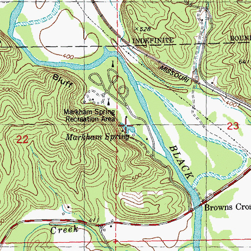 Topographic Map of Markham Spring, MO