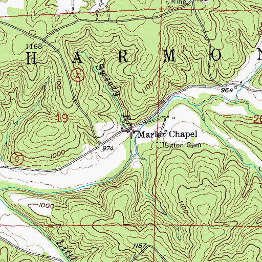 Topographic Map of Marler Chapel, MO