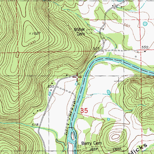 Topographic Map of Marsh Creek, MO
