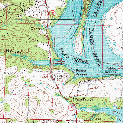 Topographic Map of Mash Hollow, MO