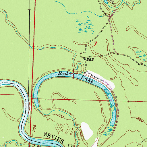 Topographic Map of Red Lake, AR