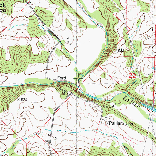 Topographic Map of Mayfield Creek, MO