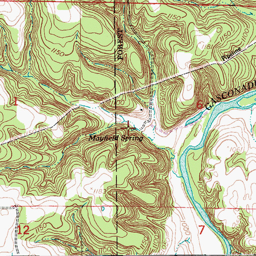 Topographic Map of Mayfield Spring, MO