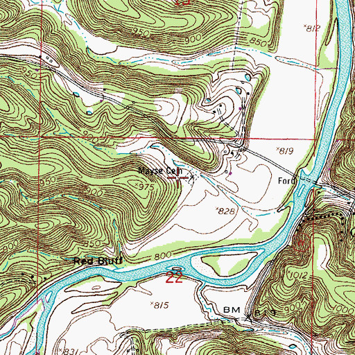 Topographic Map of Mayse Cemetery, MO