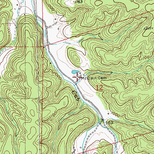 Topographic Map of McClain Cemetery, MO