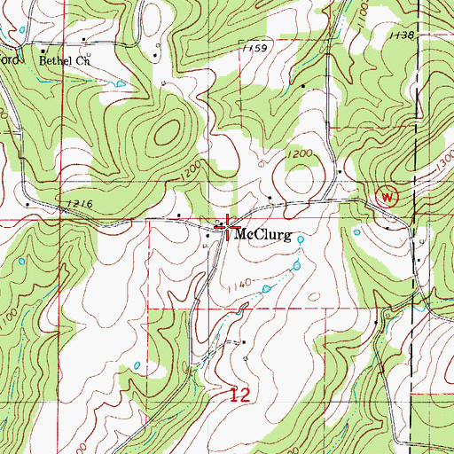 Topographic Map of McClurg, MO