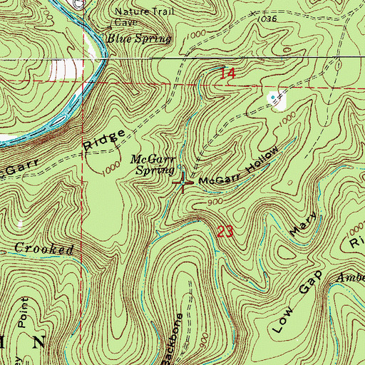 Topographic Map of McGarr Hollow, MO