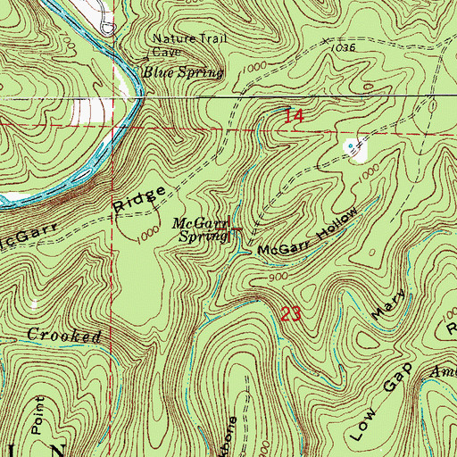 Topographic Map of McGarr Spring, MO