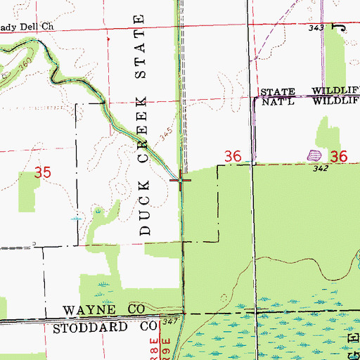 Topographic Map of McGee Creek, MO
