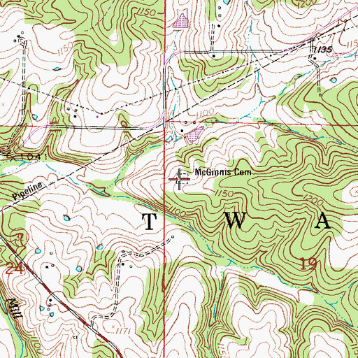 Topographic Map of McGinnis Cemetery, MO