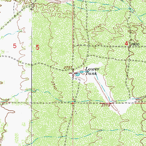 Topographic Map of Lower Tank, AZ