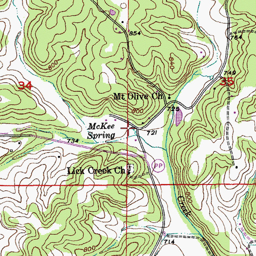 Topographic Map of McKee Spring, MO