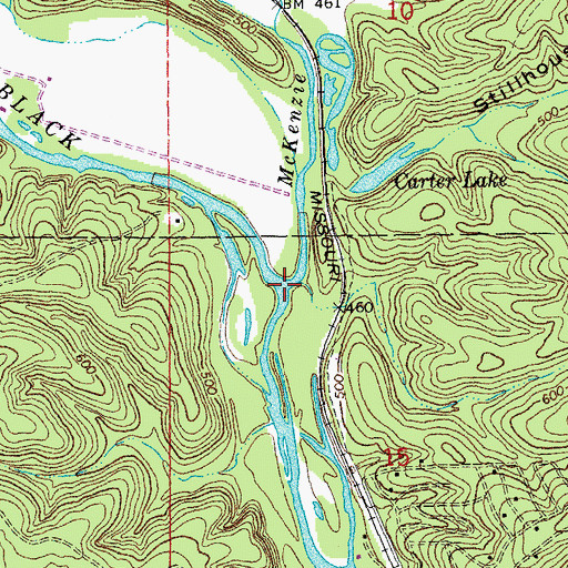 Topographic Map of McKenzie Creek, MO