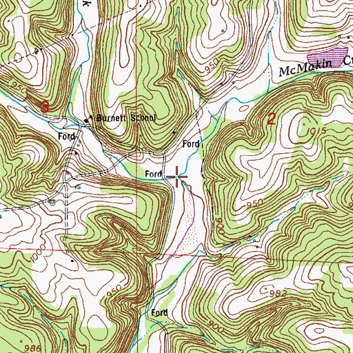 Topographic Map of McMakin Creek, MO
