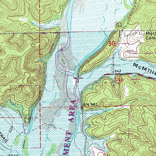 Topographic Map of McMillan Hollow, MO