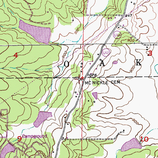 Topographic Map of McNickle Cemetery, MO