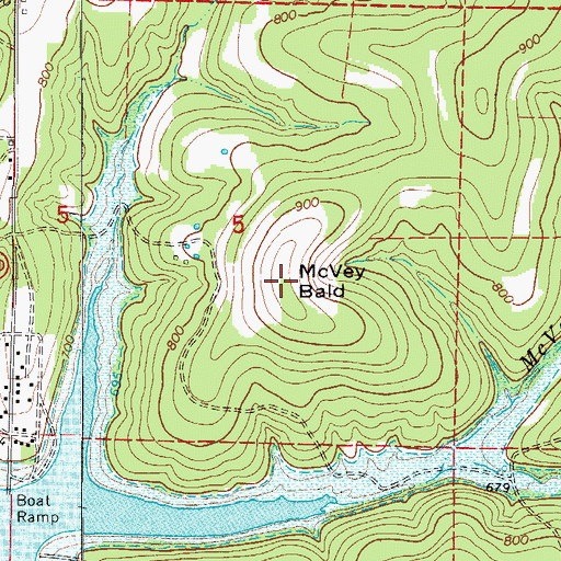 Topographic Map of McVey Bald, MO