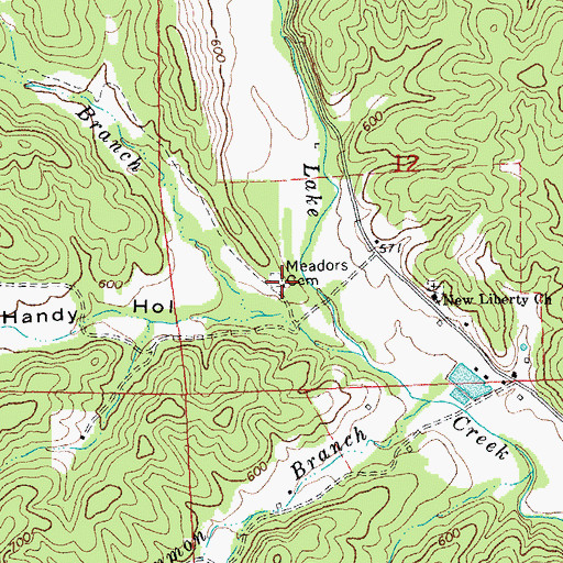 Topographic Map of Meadors Cemetery, MO