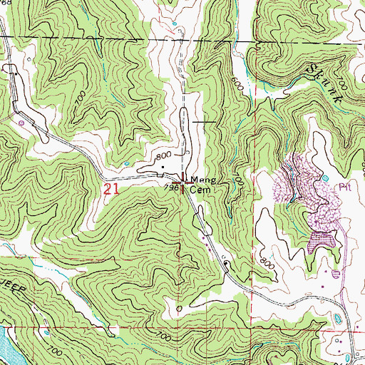 Topographic Map of Meng Cemetery, MO