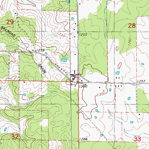 Topographic Map of Metham School (historical), MO
