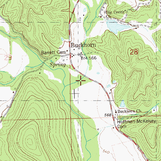 Topographic Map of Middle Fork Big Creek, MO