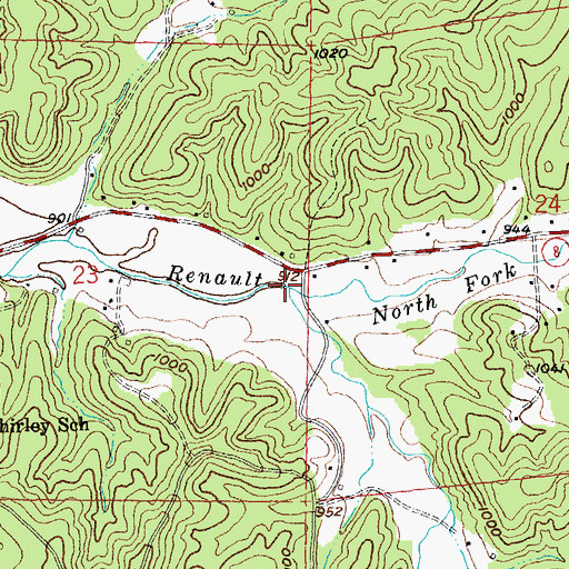 Topographic Map of Middle Fork Fourche a Renault, MO