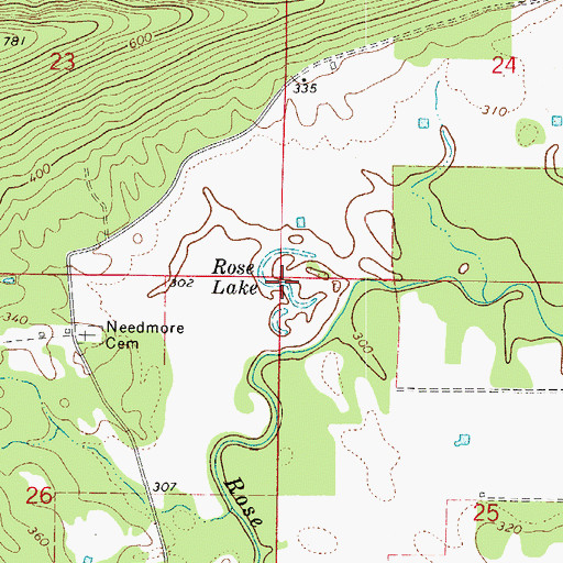 Topographic Map of Rose Lake, AR