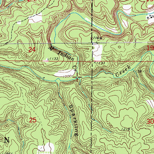 Topographic Map of Middle Indian Creek, MO