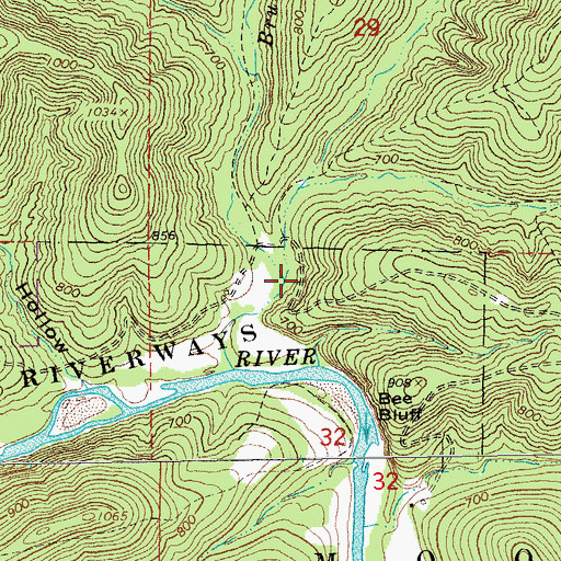 Topographic Map of Middle Prong Brushy Creek, MO