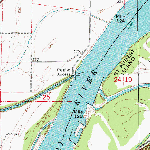 Topographic Map of Middle River, MO