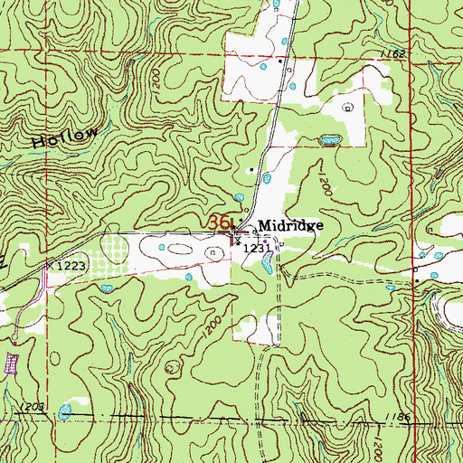 Topographic Map of Midridge, MO