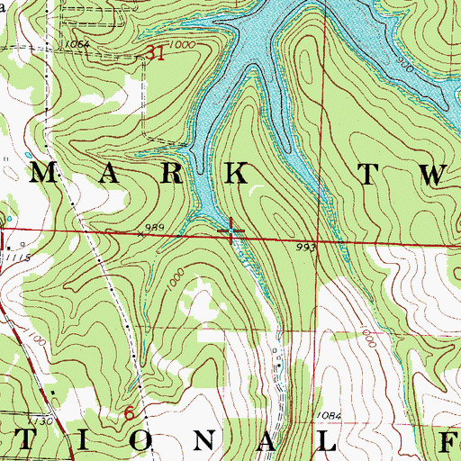 Topographic Map of Mill Creek, MO