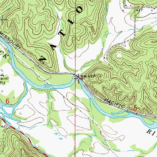Topographic Map of Mill Creek, MO