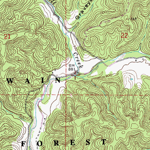 Topographic Map of Mill Creek, MO