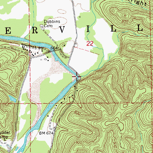 Topographic Map of Mill Creek, MO