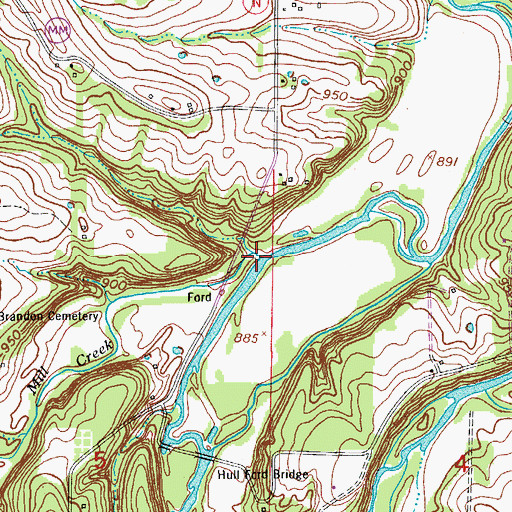 Topographic Map of Mill Creek, MO