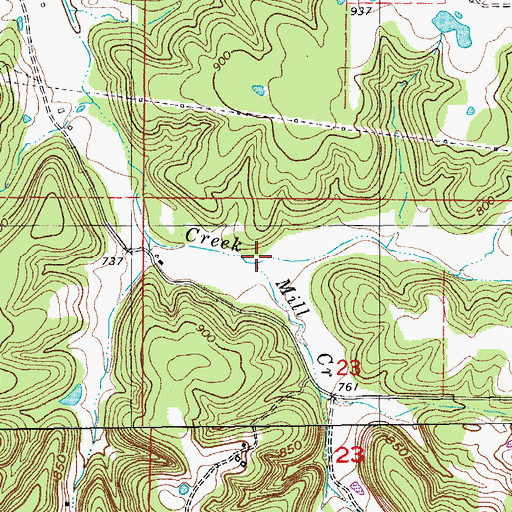 Topographic Map of Mill Creek, MO