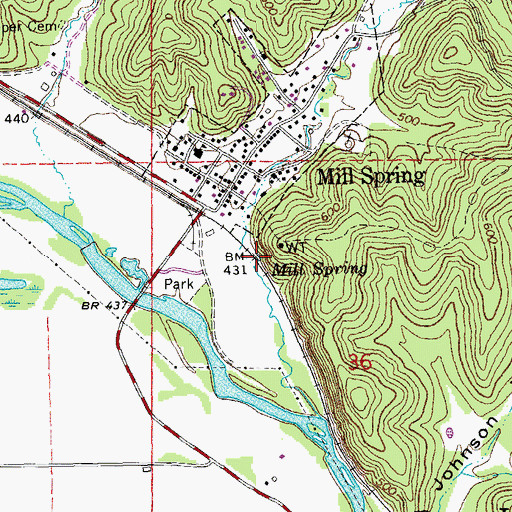 Topographic Map of Mill Spring, MO